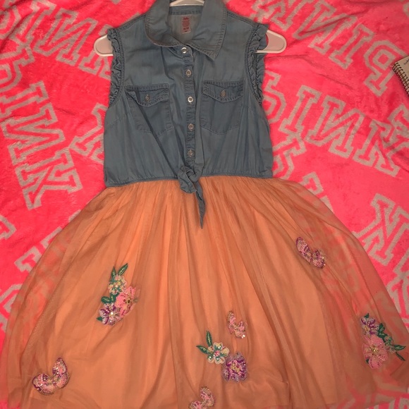 Justice Other - Justice denim tutu dress with flower patches